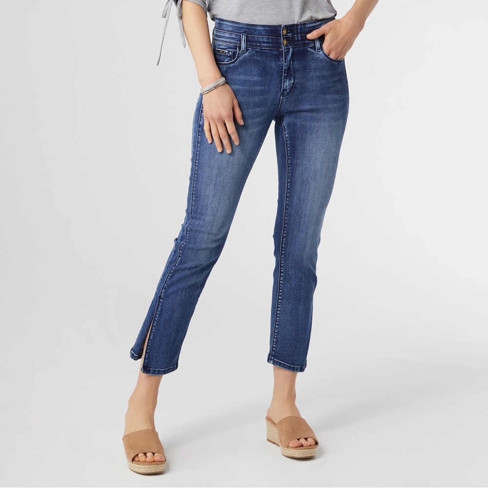 OMG ZoeyZip Straight Leg Jeans w/ Seam Front Ankle | Dark Wash | XL